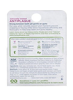 Tom's of Maine Naturally Waxed Antiplaque Flat Dental Floss, Spearmint, 32 Yards 6-Pack (Packaging May Vary)  - Image 3