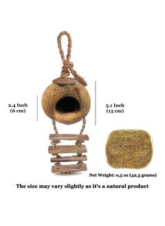 SunGrow SunGrow Leopard Gecko Coconut Husk Hut with Ladder and Coco Fiber Bedding, with Shell Opening, 2.5” Opening Diameter, Cave Habitat with Hanging Loop, 1.5 oz Fiber Bedding  - Image 4