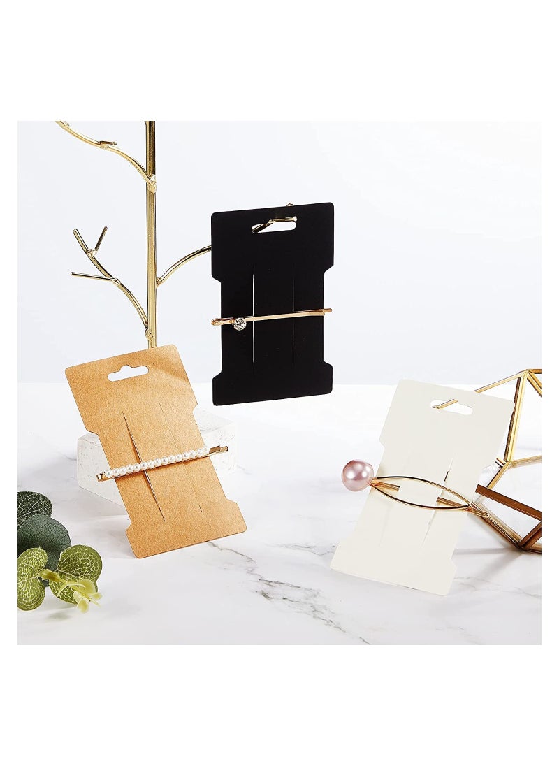 SYOSI 120 Pieces Hair Clip Display Cards 6 x 10 cm Kraft Paper Hair Bow Holder Cards Rectangular Clip Collecting Cardboard for Hair Bow Barrettes Accessories Display and Organizing, 3 Colors  - Image 5