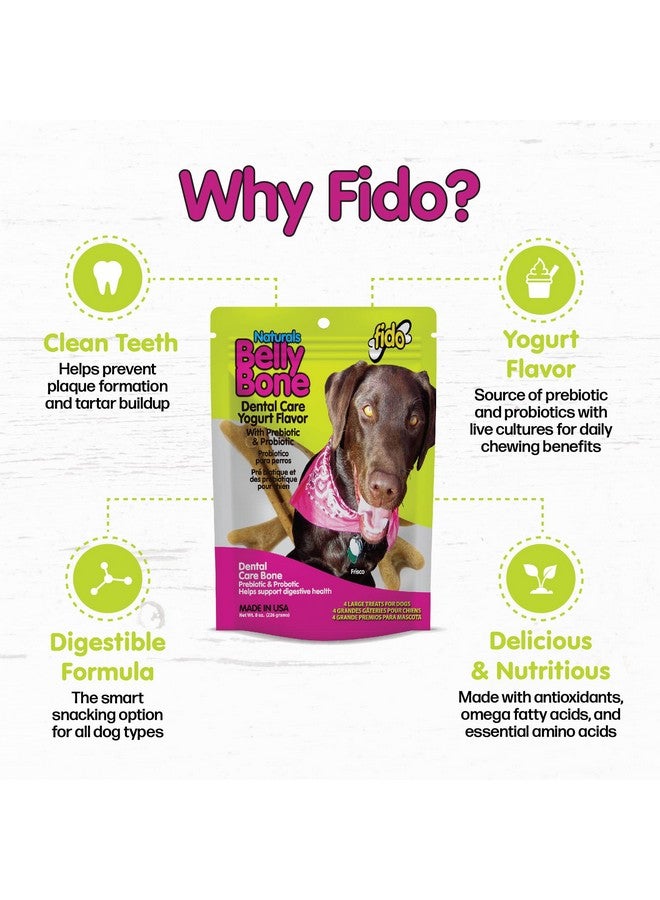 Fido Belly Bones for Dogs, Yogurt Flavored Large Dog Dental Treats - 4 Treats Per Pack (3 Pack) - for Large Dogs (Made in USA) - Plaque and Tartar Control for Fresh Breath, Digestive Health Support - Image 3