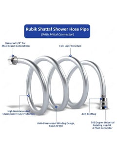 Rubik Shower Hose Pipe PVC Flex Anti Twist Heat Resistance Universal Replacement Kink and Leak Proof (1.2 Meter)  - Image 2