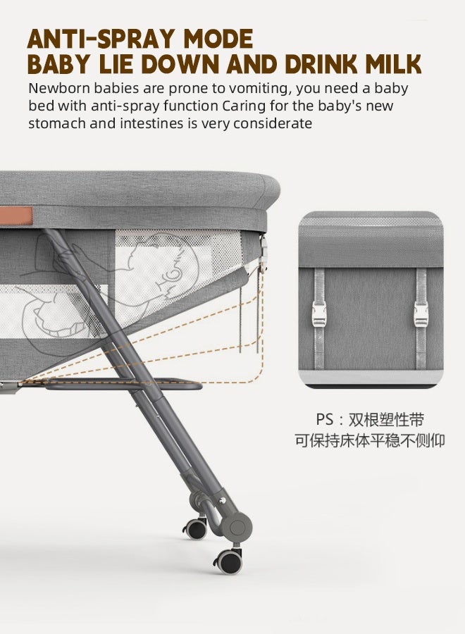 Soft Touch Baby Cot 3 In 1 Baby Bassinets Portable Baby Crib With Storage Basket Baby Rocker Toddler Bedside Sleeper with Mosquito Net Cover - Image 5