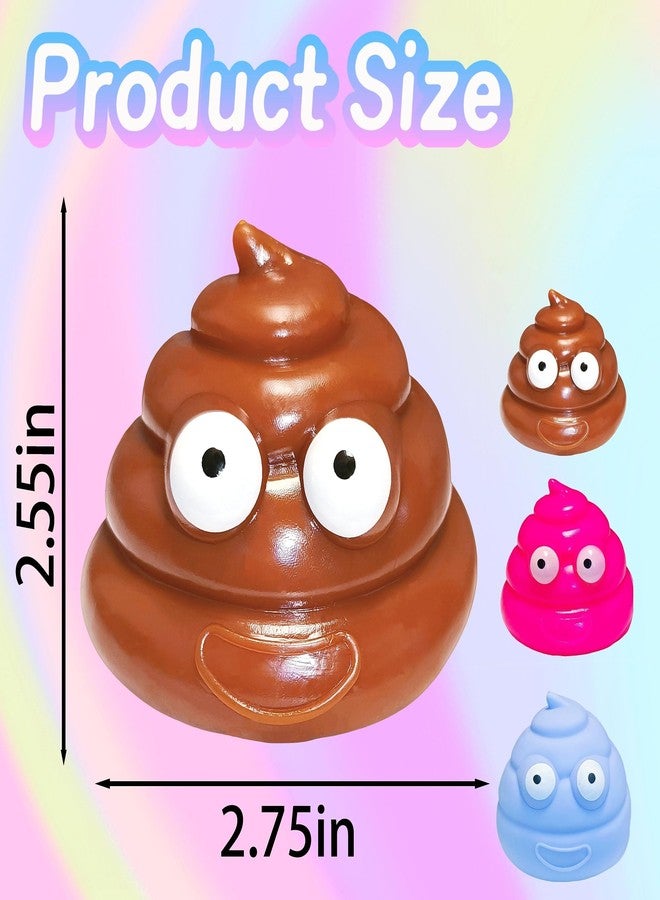EVDERS 3 Pack Poop Stress Balls Sensory Fidget Toys Funny Stretchy Stress Relief Poo Toys Squishy Ball for Adults & Kids Joke Prank Poop Shape Squishy Toys for Party Favors (Brown/Blue/Pink) - Image 2