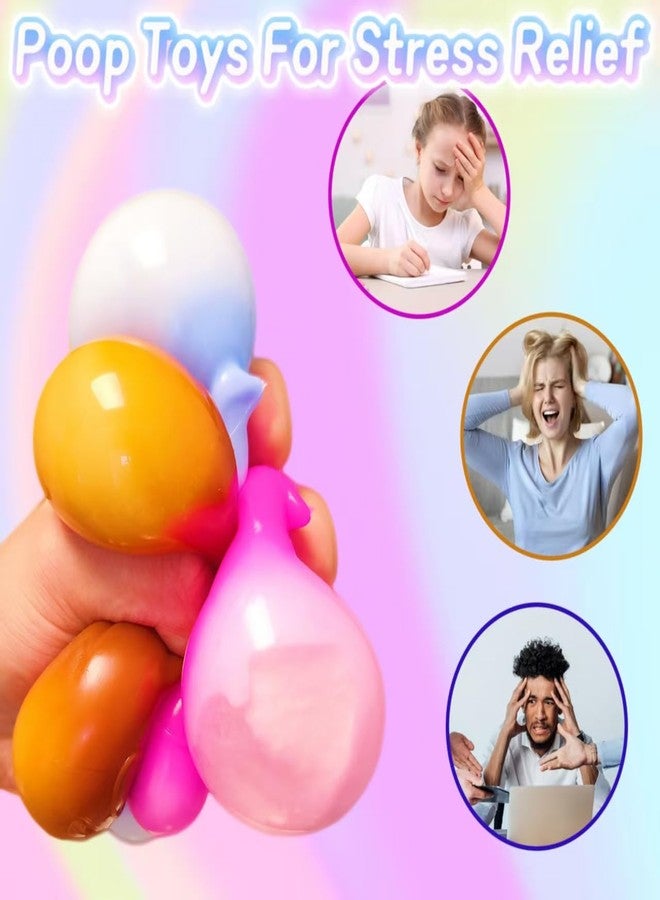 EVDERS 3 Pack Poop Stress Balls Sensory Fidget Toys Funny Stretchy Stress Relief Poo Toys Squishy Ball for Adults & Kids Joke Prank Poop Shape Squishy Toys for Party Favors (Brown/Blue/Pink) - Image 4