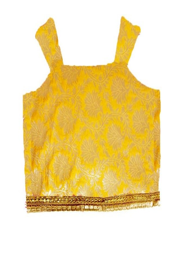 HIBA CREATIONS Baby girl Yellow color banarasi lehenga with heartshape Yellow choli for diwali 3-6 months - Image 5