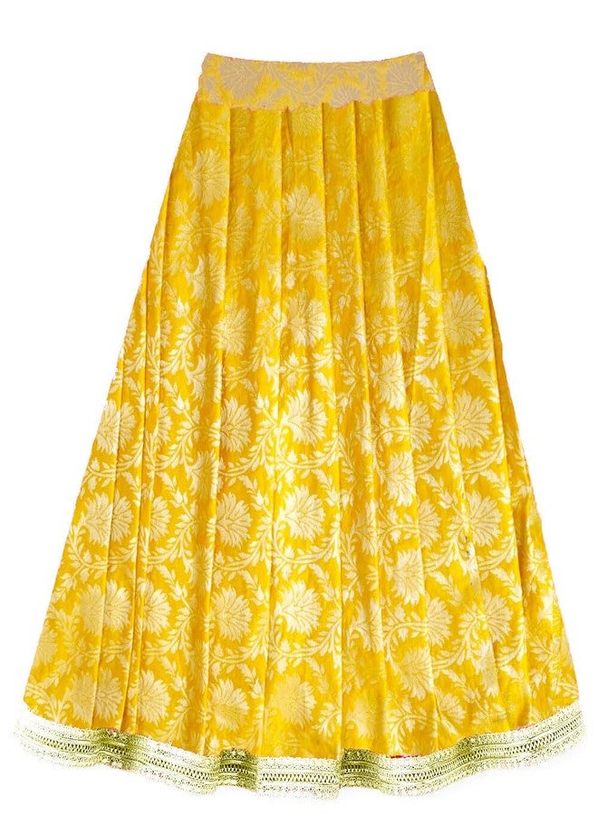 HIBA CREATIONS Baby girl Yellow color banarasi lehenga with heartshape Yellow choli for diwali 3-6 months - Image 3