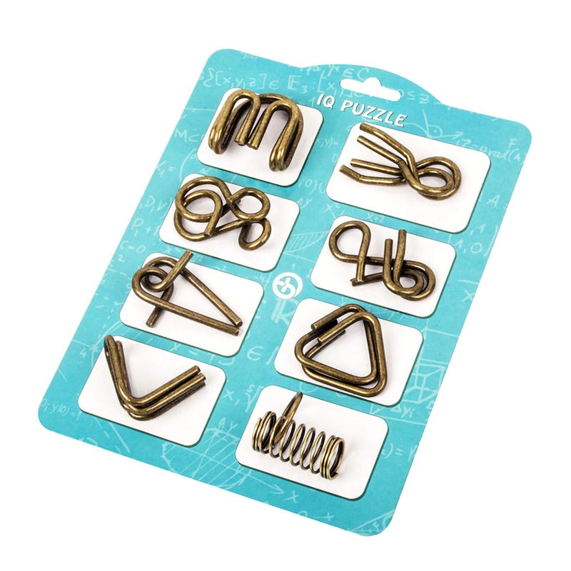 Ahyuan Metal Wire Puzzles Set Of 16 With Pouch Large Thick Iq Test Mind Games Toys Brain Teaser Puzzles Metal Wire Magic Trick Toy Metals Iq Puzzle Fidget Toys Party Favors For Kids Adults (Bronze) - Image 3