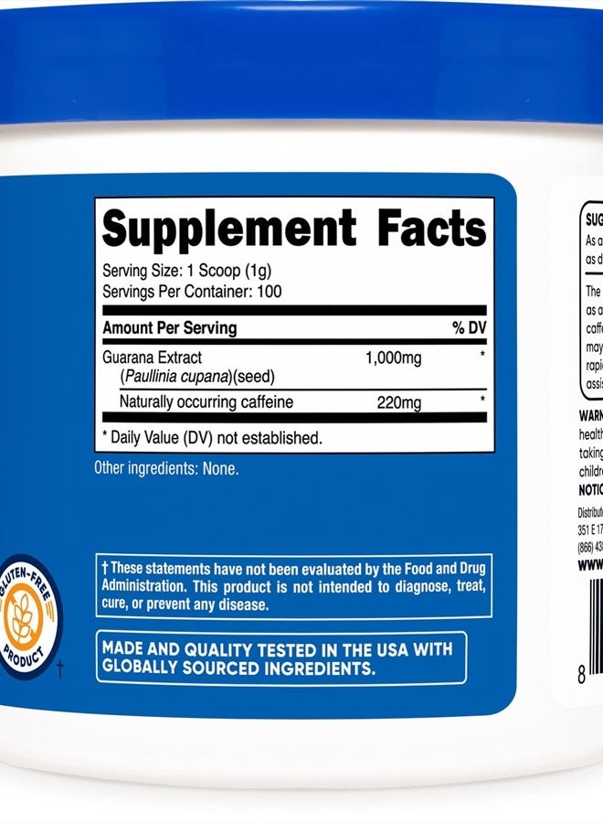 Nutricost مسحوق مستخلص الجوارانا 100 جرام - مكمل عشبي برازيلي طبيعي للكافيين/المنشط - Image 4