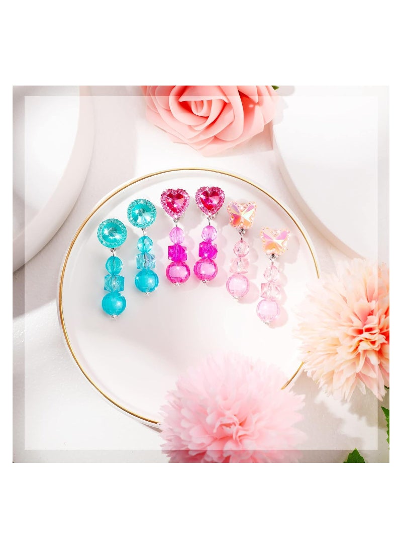 SYOSI 9 Pairs Girls Clip-on Earrings Pretend Princess Play Earrings Girl Party Favor Princess Clip on Earrings Pretend Play Earrings for Little Girl Kids Toddlers Jewelry Set - Image 5