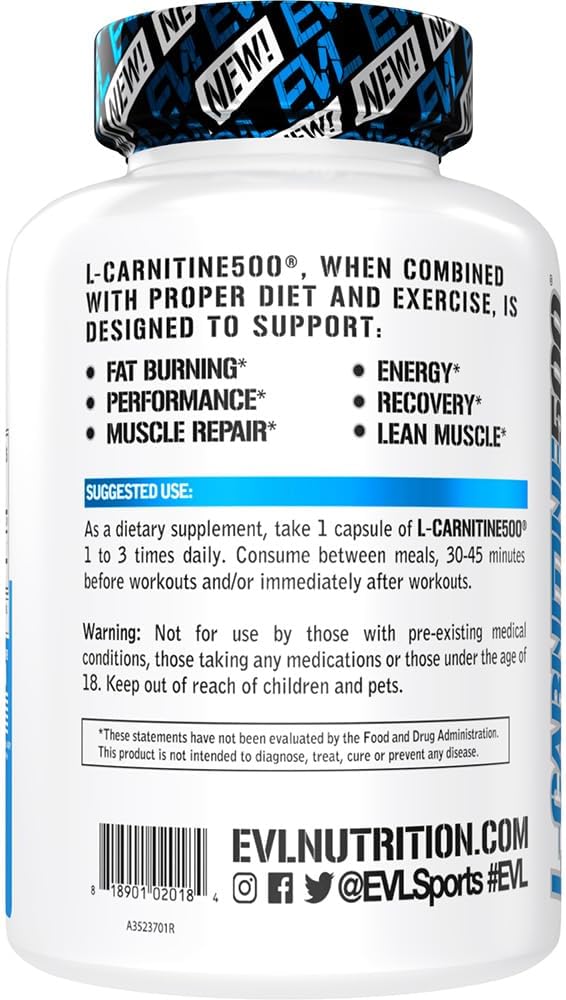 Evlution EVL LCarnitine Supplement for Weight Loss Support  L carnitine 500mg Diet Pills for Weight Loss Lean Muscle Growth and Fat Burning Support with Stimulant Free L Tartrate  120 Servings - Image 3