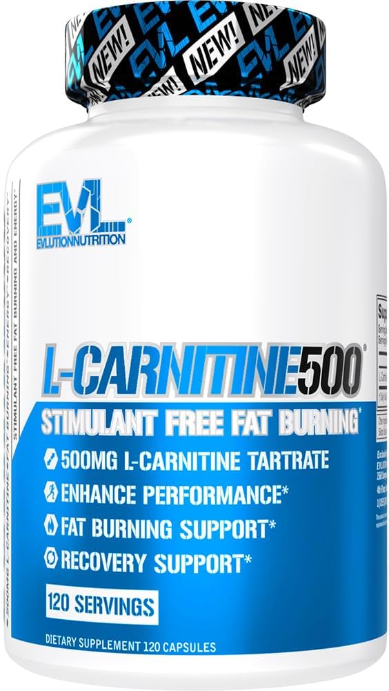 Evlution EVL LCarnitine Supplement for Weight Loss Support  L carnitine 500mg Diet Pills for Weight Loss Lean Muscle Growth and Fat Burning Support with Stimulant Free L Tartrate  120 Servings - Image 1