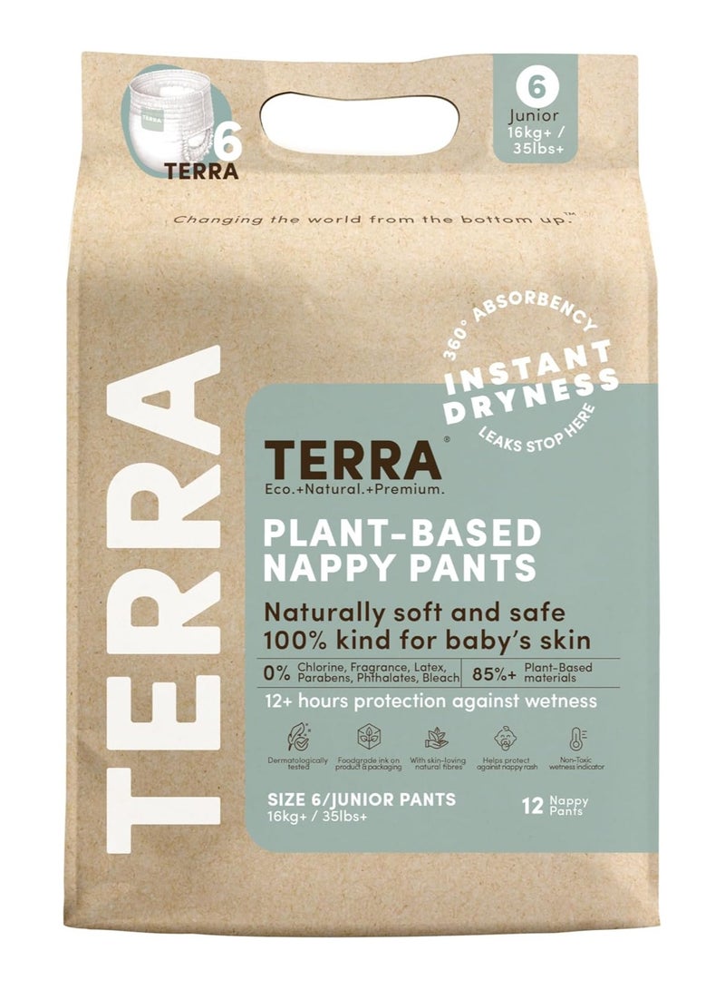 Terra Size 6 Training Pants– 85% Plant Based Pull-Up Style Diapers, Ultra-Soft & Chemical-Free for Sensitive Skin, Superior Absorbency, Perfect Overnight Diapers, for Toddlers 35+ Pounds, 12 Count - Image 1