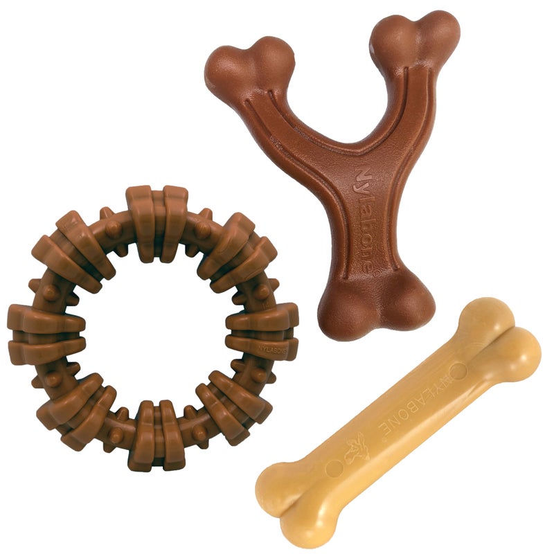 Nylabone Customer Favorites Power Chew Toy Bundle for Dogs, Indestructible Dog Toys for Aggressive Chewers, Pack of 3 Dog Toys, Flavor Medley, Small Dogs - Up to 25 lbs, 3 Pack - Image 1