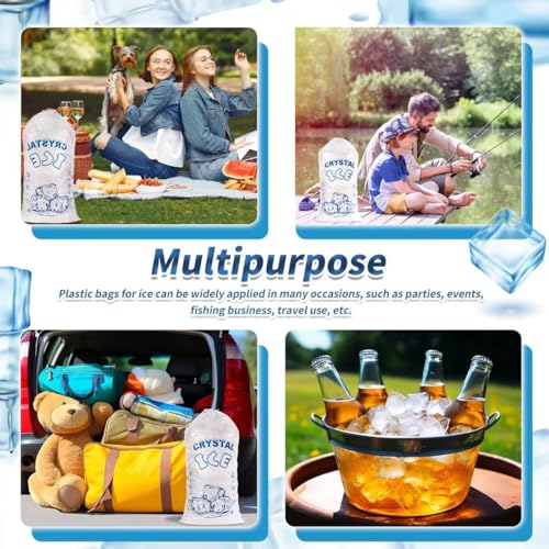 Cashoner 50 PCS Crystal Ice Bags, Heavy Duty Plastic, Clear, 12x21 Inch, 10 Pound Capacity, Multipurpose for Parties, Events, Travel (50, 10 LBS) - Image 5