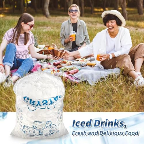 Cashoner 50 PCS Crystal Ice Bags, Heavy Duty Plastic, Clear, 12x21 Inch, 10 Pound Capacity, Multipurpose for Parties, Events, Travel (50, 10 LBS) - Image 4