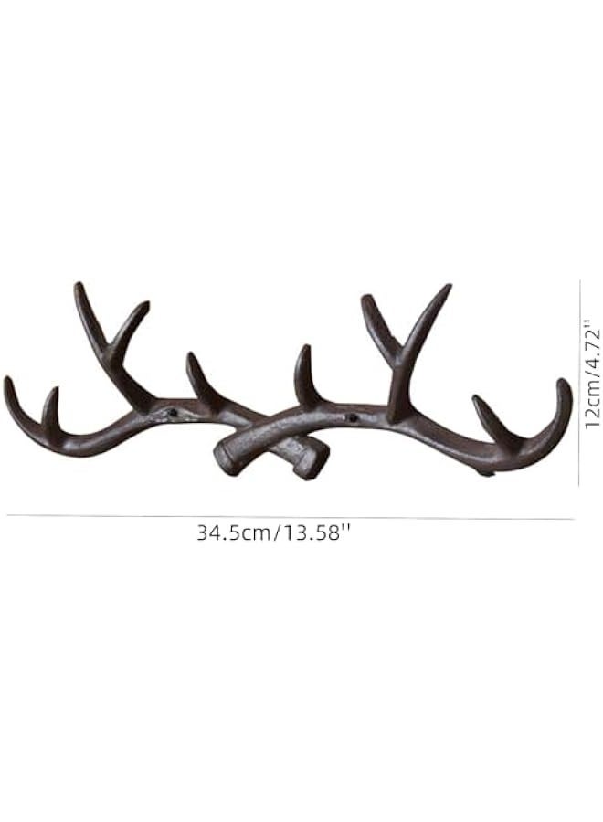 1PCS Vintage Cast Iron Antlers Wall Hooks Rustic Antique Finish Metal Clothes Hanger Rack for Hanging Coat Towel Keys Hat Umbrella Bag  - Image 2