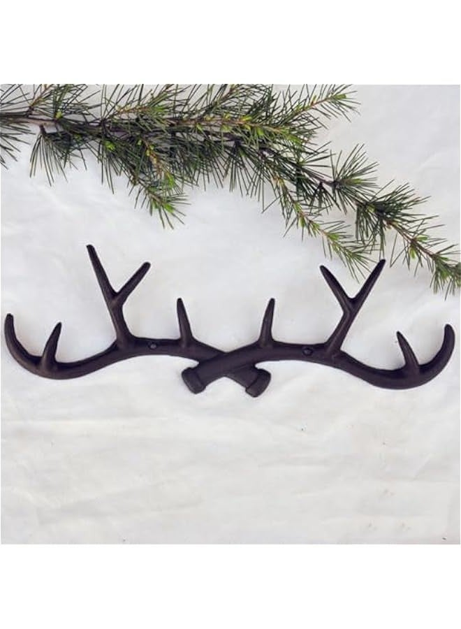 1PCS Vintage Cast Iron Antlers Wall Hooks Rustic Antique Finish Metal Clothes Hanger Rack for Hanging Coat Towel Keys Hat Umbrella Bag  - Image 3