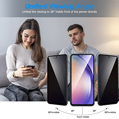 LYWHL 2 Pack for Samsung Galaxy S23 FE / A54 5G Privacy Screen Protector, Tempered Glass Anti-Spy Private Film, Anti-Scratch Bubble Free Case Friendly Easy Install [Don’t Support Fingerprint Unlock] - Image 3