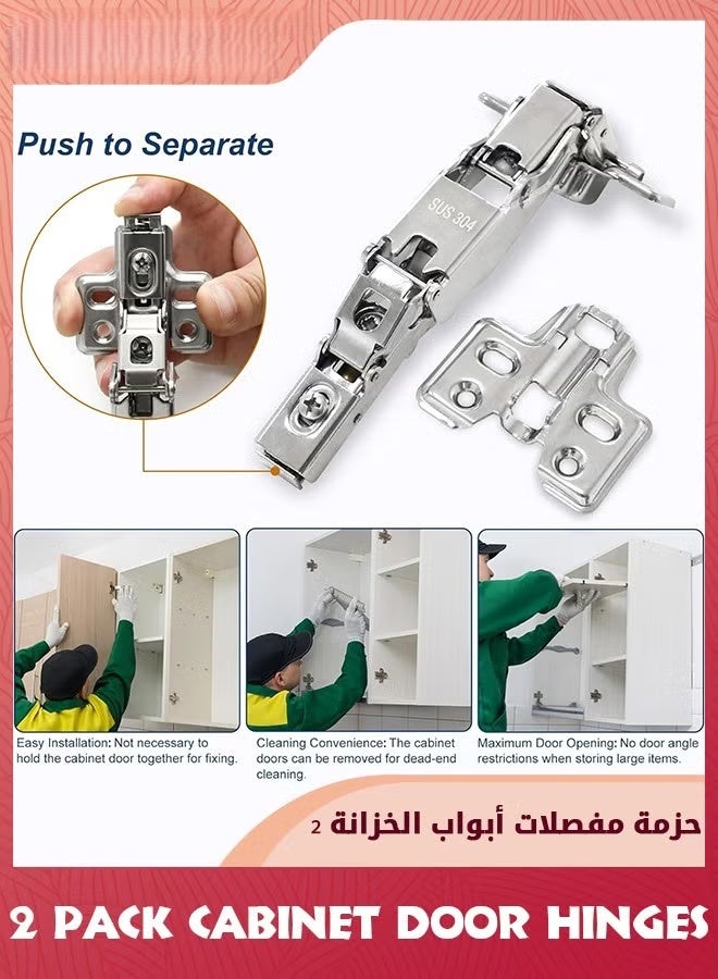 مفصلات باب مجلس الوزراء,2 حزمة كاملة التغطية مطبخ مجلس الوزراء المفصلات زاوية,165 درجة ناعمة إغلاق مفصلات مجلس الوزراء,الفولاذ المقاوم للصدأ ناعمة إغلاق المفصلات لباب مجلس الوزراء الحمام,مخفي أقرب مفصلات باب مجلس الوزراء - Image 4