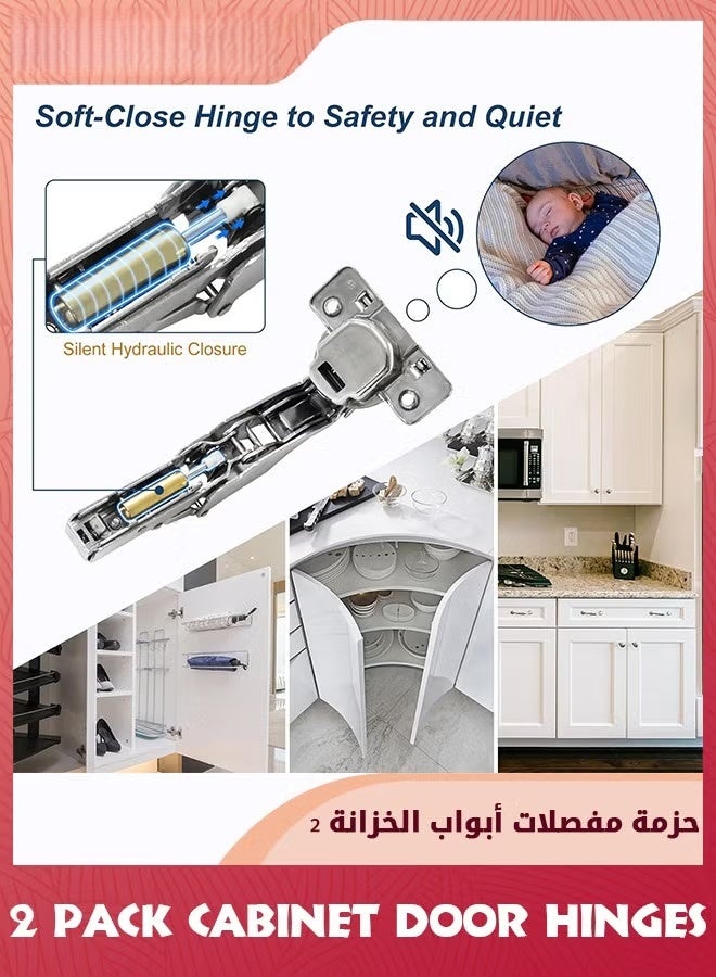 مفصلات باب مجلس الوزراء,2 حزمة كاملة التغطية مطبخ مجلس الوزراء المفصلات زاوية,165 درجة ناعمة إغلاق مفصلات مجلس الوزراء,الفولاذ المقاوم للصدأ ناعمة إغلاق المفصلات لباب مجلس الوزراء الحمام,مخفي أقرب مفصلات باب مجلس الوزراء - Image 3