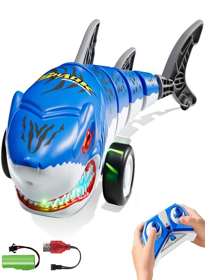 JUKUDAHU Remote Control Shark Toys Car for Kids Ages 3-5 5-7 8-10, 2.4GHz RC Cars with Lights, Outdoor Boy Toys, 360° Rotating Swinging Tail, Birthday Gifts Toy for Boys Girls Aged 3 4 5 6 - Image 1