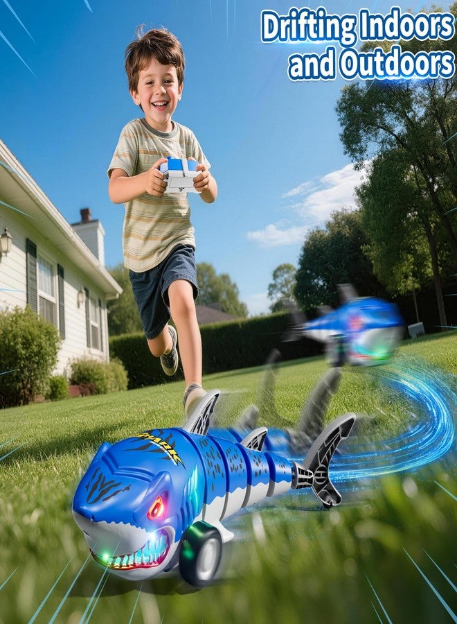 JUKUDAHU Remote Control Shark Toys Car for Kids Ages 3-5 5-7 8-10, 2.4GHz RC Cars with Lights, Outdoor Boy Toys, 360° Rotating Swinging Tail, Birthday Gifts Toy for Boys Girls Aged 3 4 5 6 - Image 2