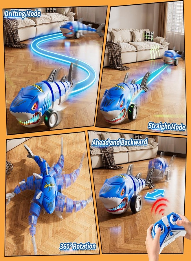 JUKUDAHU Remote Control Shark Toys Car for Kids Ages 3-5 5-7 8-10, 2.4GHz RC Cars with Lights, Outdoor Boy Toys, 360° Rotating Swinging Tail, Birthday Gifts Toy for Boys Girls Aged 3 4 5 6 - Image 3