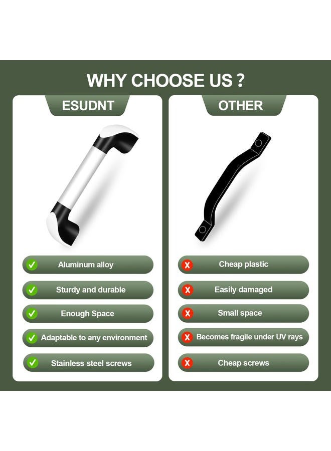 ESUDNT White Grab Handles for Truck, Automotive, RV Entry Handle Grab Bar, Door Bar Assist Handle (2 Pack, Come with Screws, Thickened Aluminum) - Image 2