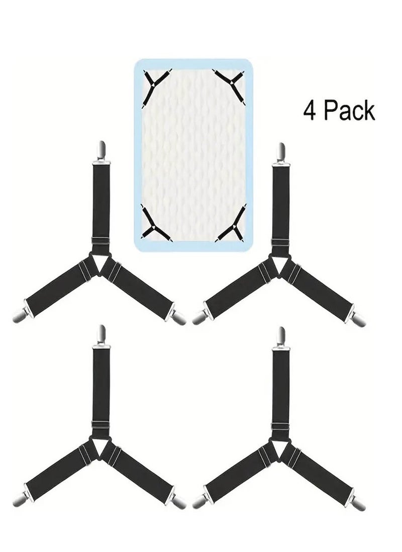 co arma Set of 4 clip holders, 3-way adjustable, elastic fasteners and suspenders for fitted sheets  - Image 1