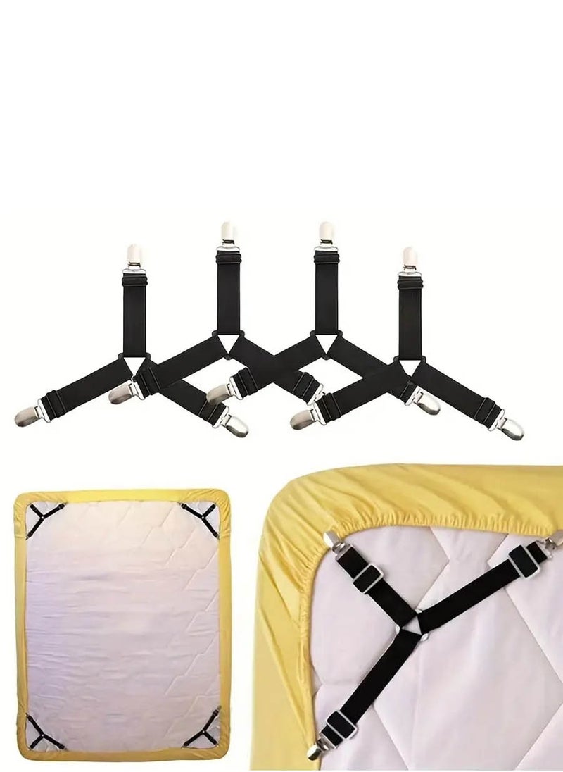 co arma Set of 4 clip holders, 3-way adjustable, elastic fasteners and suspenders for fitted sheets  - Image 2