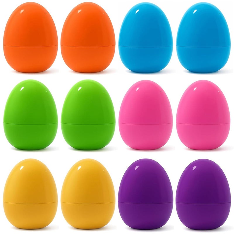 Celmuron 12 Pack Large Easter Eggs â€“ 3.74'' Bright Plastic Fillable Eggs for Easter Egg Hunt, Party Favors, Surprise Gifts - Image 1