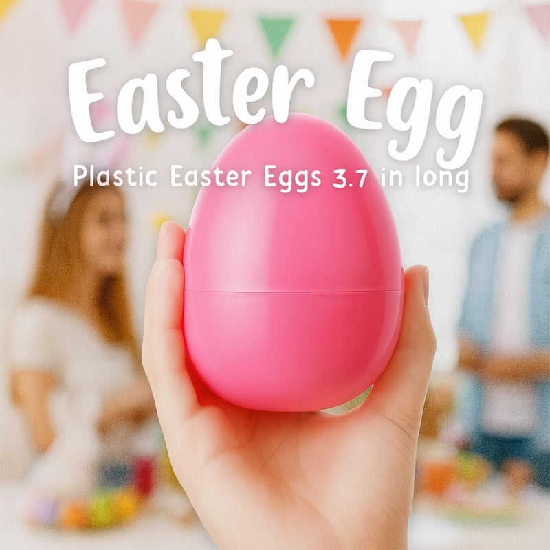 Celmuron 12 Pack Large Easter Eggs â€“ 3.74'' Bright Plastic Fillable Eggs for Easter Egg Hunt, Party Favors, Surprise Gifts - Image 2