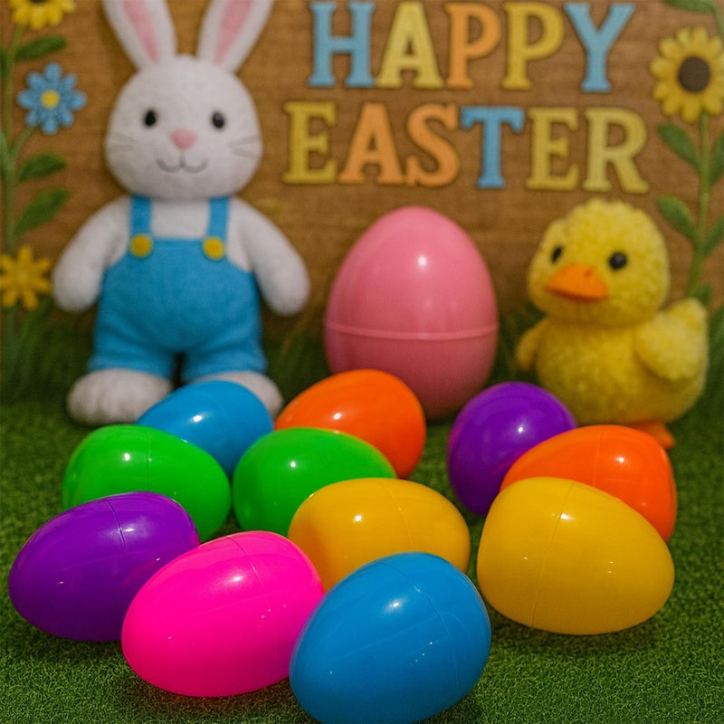 Celmuron 12 Pack Large Easter Eggs â€“ 3.74'' Bright Plastic Fillable Eggs for Easter Egg Hunt, Party Favors, Surprise Gifts - Image 3