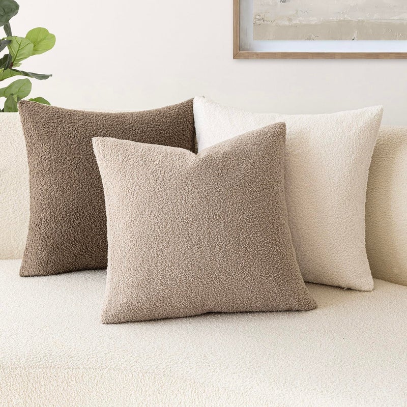 Foindtower حزمة Foindtower من 2 Faux Faux Fur Throw Throw Conval Covers Soft Fuzzy Plush Cushion Case with Zipper Cozy Pillowcase for Home Room Room Bed Sofa 22 × 22 Inch Beige - Image 4