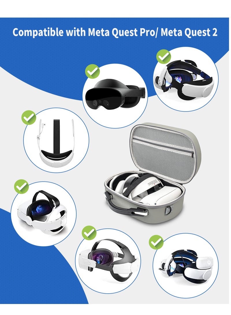 Hard Travel Case for Meta Quest Pro and Quest 2 VR Headset Accessories Suitable for Home and Travel Storage Grey - Image 2