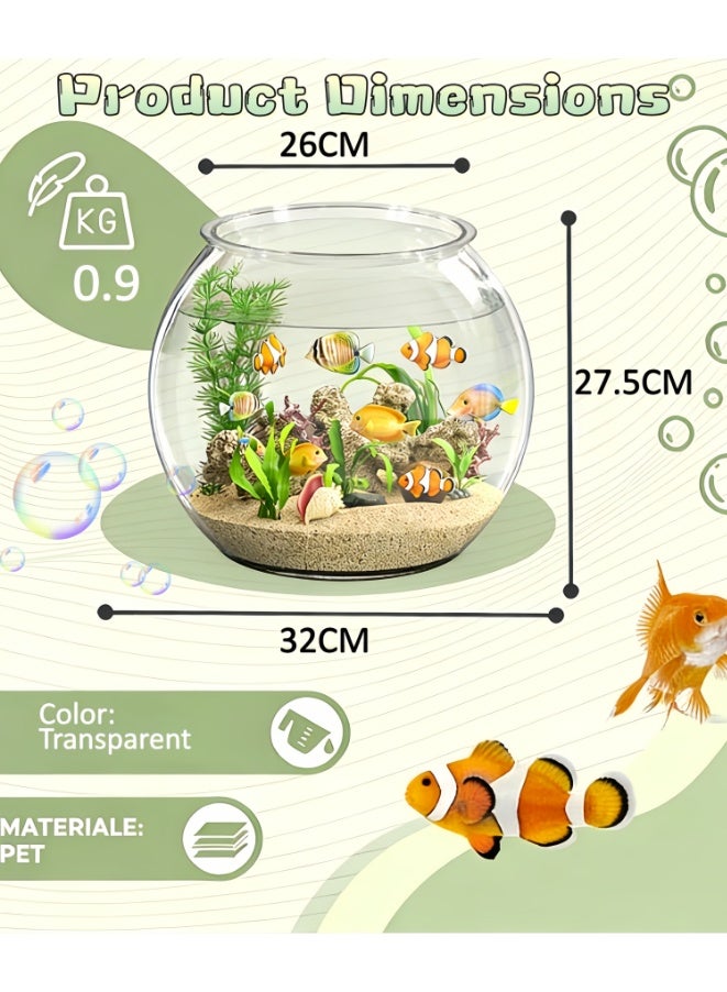 Large Fish Tank, Round Clear Aquarium Bowl, Compact Desktop Water Container, Portable Transparent Habitat, For  Home Office Bedroom Living Room Decoration (9810-32CM) - Image 2