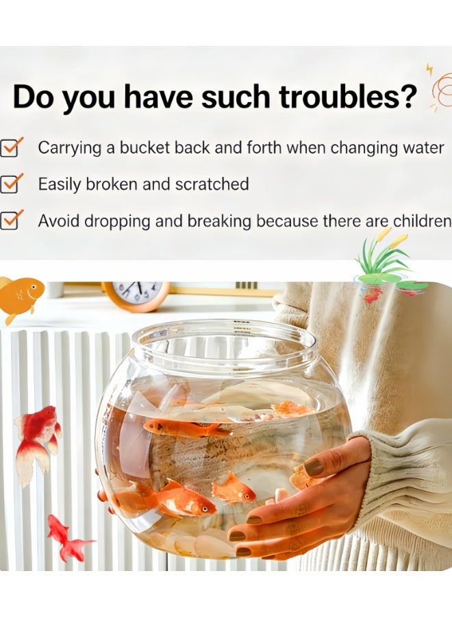 Large Fish Tank, Round Clear Aquarium Bowl, Compact Desktop Water Container, Portable Transparent Habitat, For  Home Office Bedroom Living Room Decoration (9810-32CM) - Image 3