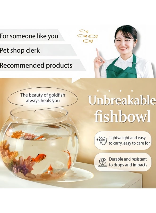 Large Fish Tank, Round Clear Aquarium Bowl, Compact Desktop Water Container, Portable Transparent Habitat, For  Home Office Bedroom Living Room Decoration (9810-32CM) - Image 4