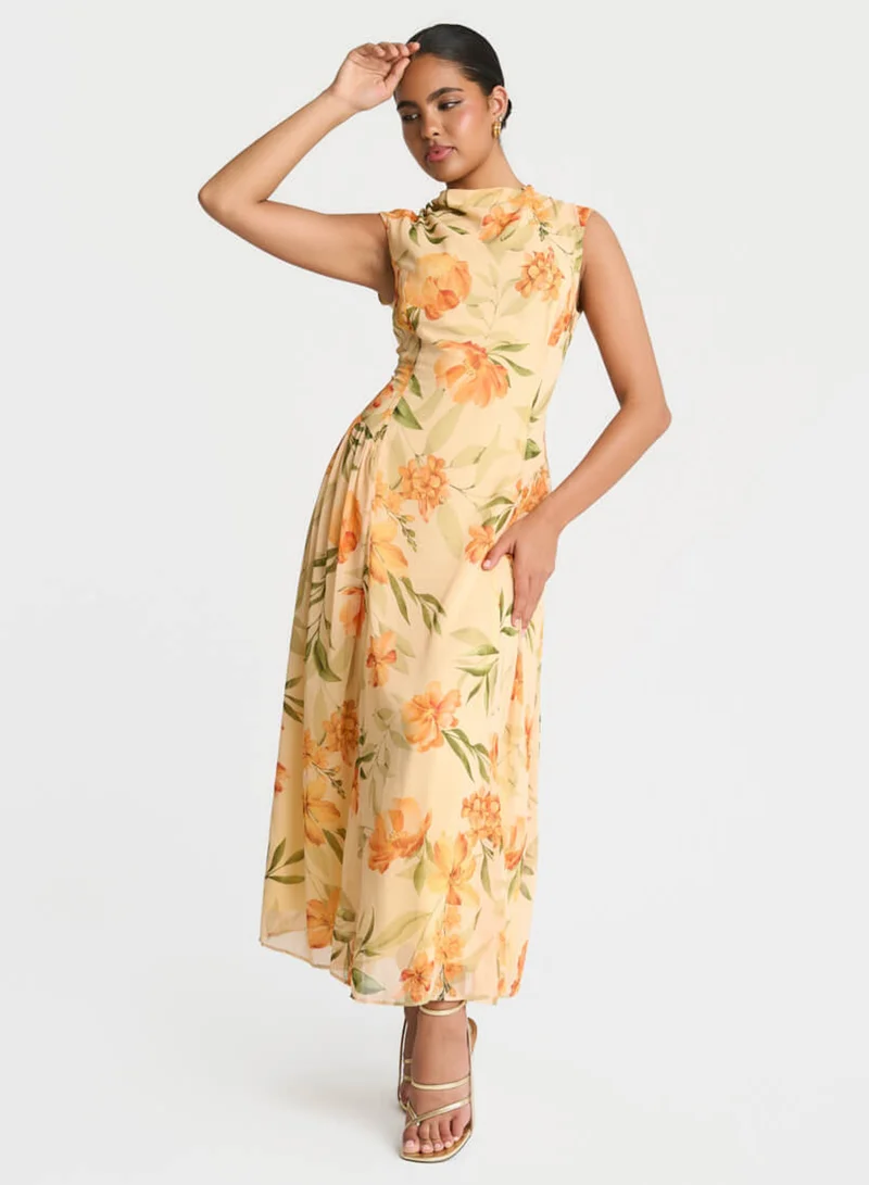 Needs No Label  Yellow Floral Midaxi Dress for Women | Best Price UAE