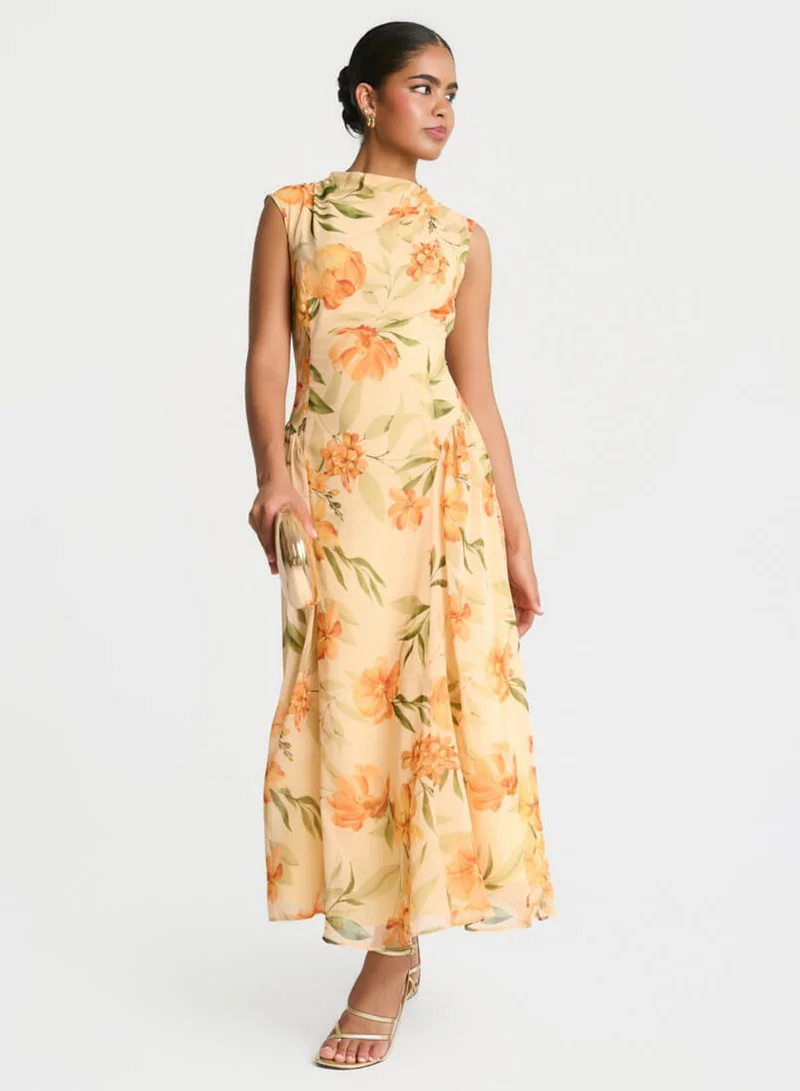 Needs No Label  Yellow Floral Midaxi Dress for Women | Best Price UAE