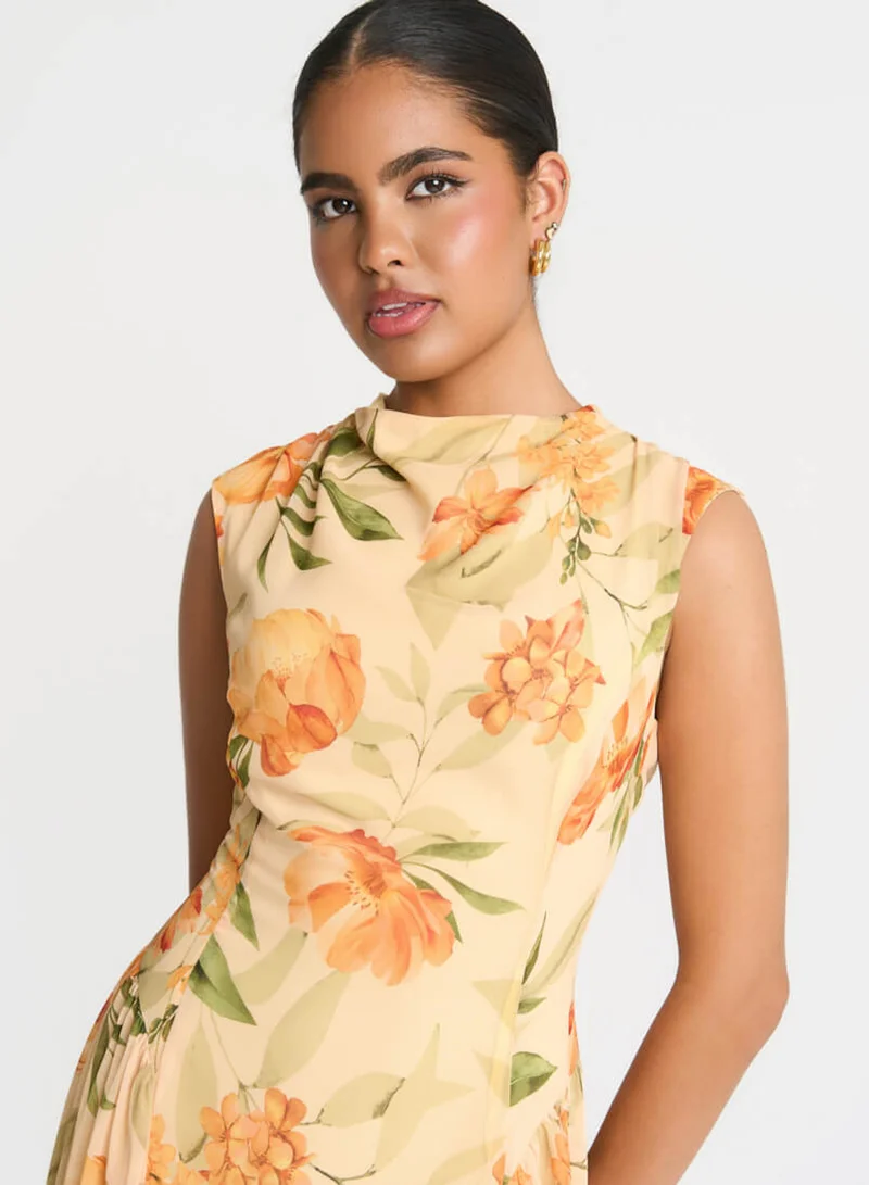Needs No Label  Yellow Floral Midaxi Dress for Women | Best Price UAE
