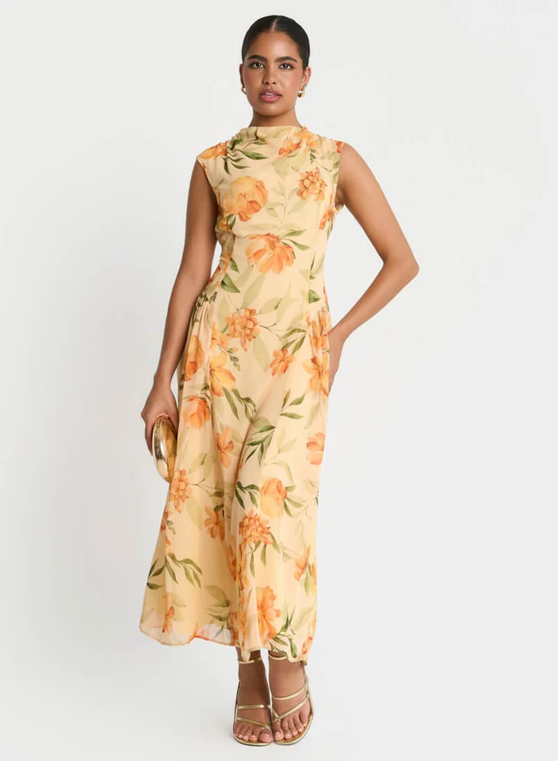 Yellow Floral Midaxi Dress