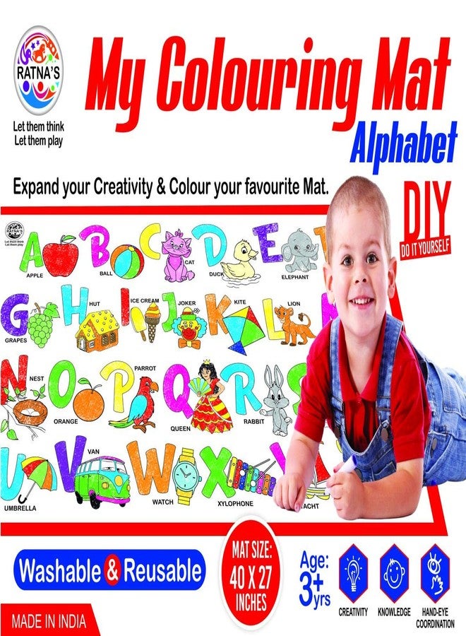 Ratna's My Coloring Mat Alphabets & Pictures Printed Mat of Size 40 x 27 Inches, Washable & Reusable Colouring Kit for Kids 3+ Years - Image 4