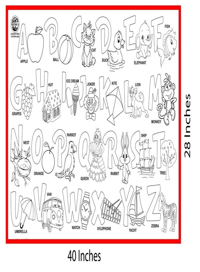 Ratna's My Coloring Mat Alphabets & Pictures Printed Mat of Size 40 x 27 Inches, Washable & Reusable Colouring Kit for Kids 3+ Years - Image 2