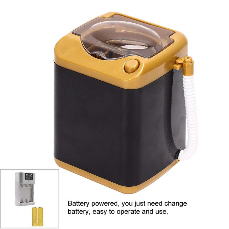 Mini Washing Machine For Makeup Brushes With Drain Pipe Gold Cosmetic Brush Cleaner - Image 4