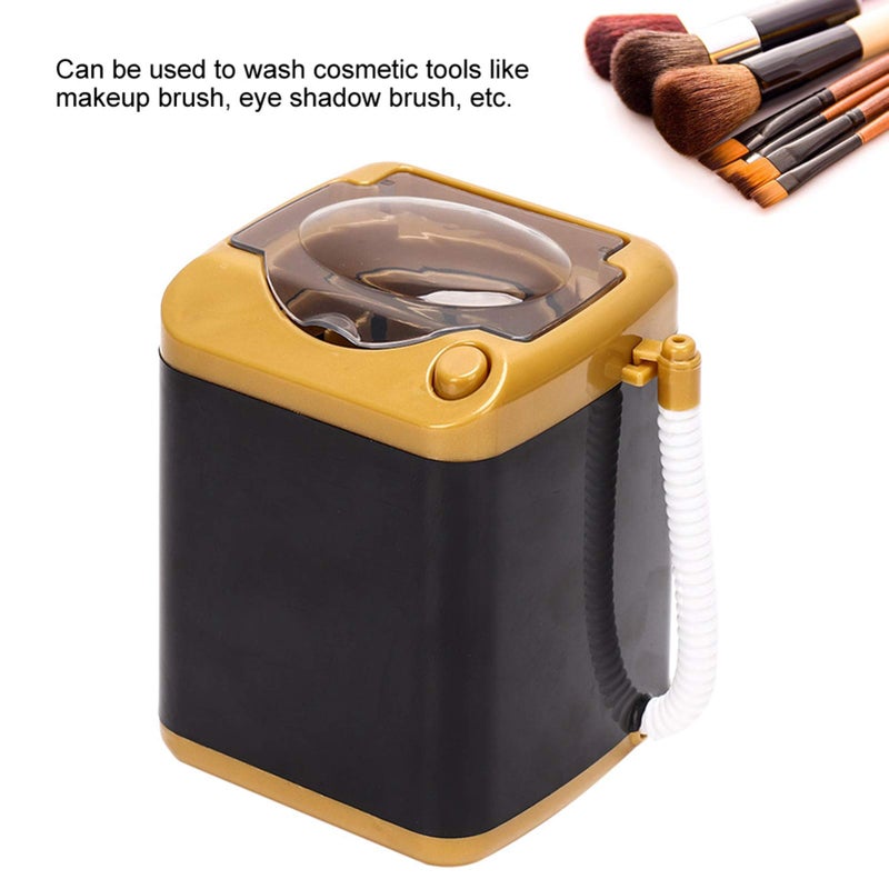 Mini Washing Machine For Makeup Brushes With Drain Pipe Gold Cosmetic Brush Cleaner - Image 3