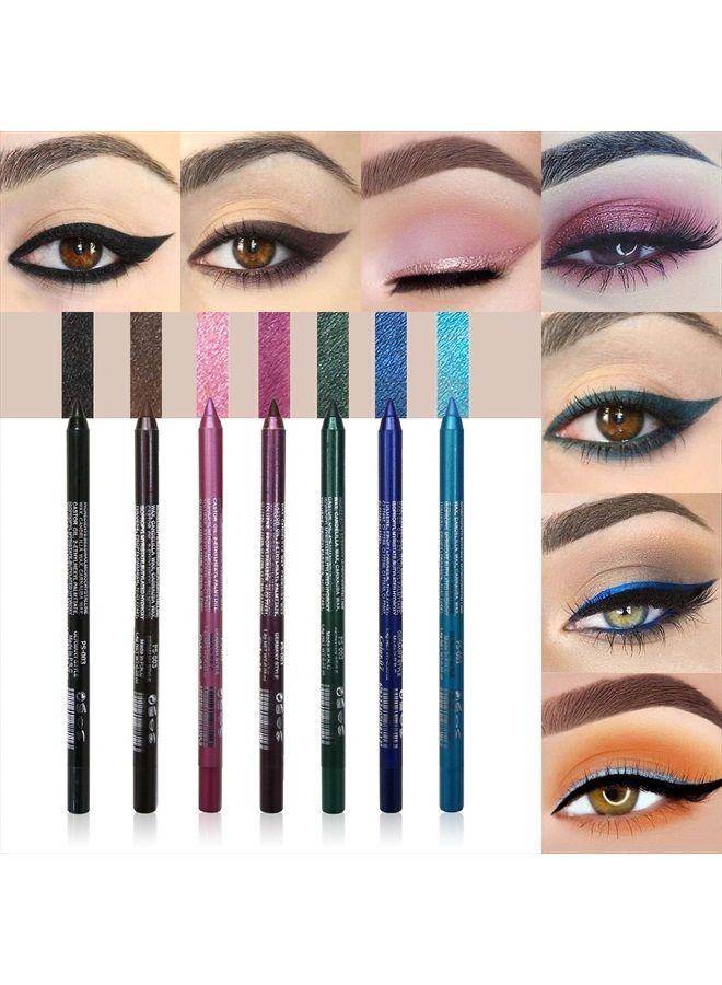 LOKFAR 14 Colors Eyeliner Pen Colorful Set, Pearl Eyeliner Kit Metallic Eyeshadow Pencil Matte Glitter Colored Eye-Liner, Long Lasting Professional Eye Makeup Set Colorful Eyeliner Eye Color for Women - Image 4