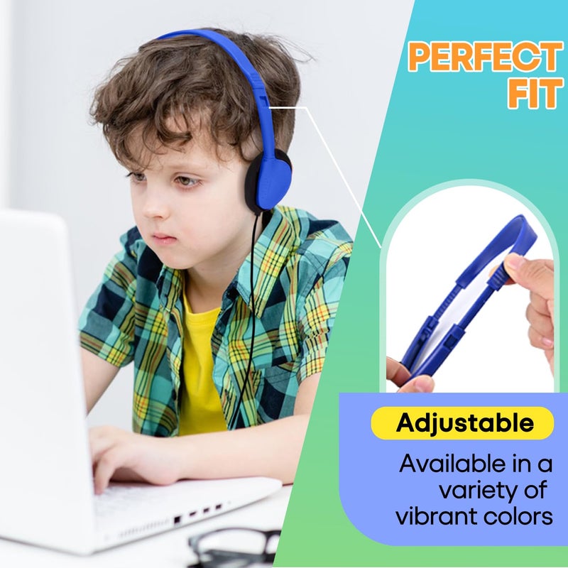 Wensdo 100 Pack Bulk Headphones for Classroom School Kids, Wholesale Class Set Durable Headset for Student Boys Girls Adults, Wired Earphones with 3.5mm Jack for Computer Chromebook (HY857,100 Mixed) - Image 5