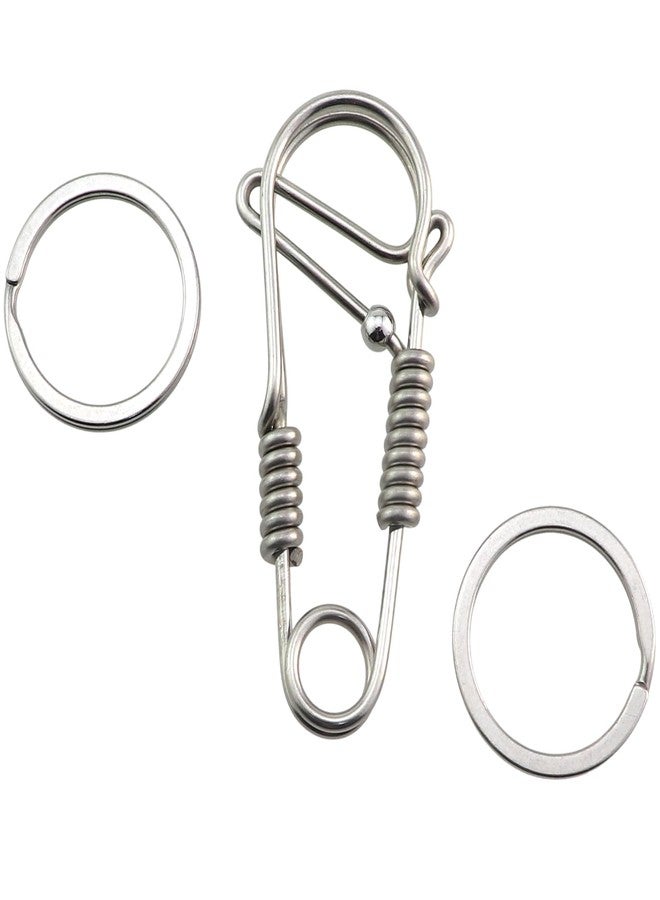 ZQIY 65mm Length Handcrafted Stainless Steel Keyring with Key Loop Metal Buckle Climbing Carabiner Suitable for Daily Use and Outdoor Activities - Image 1