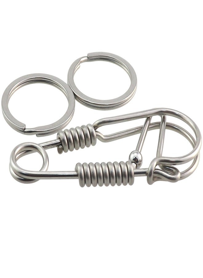 ZQIY 65mm Length Handcrafted Stainless Steel Keyring with Key Loop Metal Buckle Climbing Carabiner Suitable for Daily Use and Outdoor Activities - Image 2